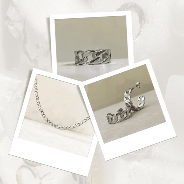 Silver All Chains Bundle - 3 Products: Necklace, Earrings, Adjustable Ring