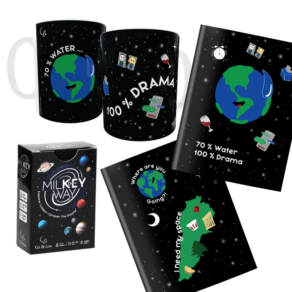 Earth Drama Illustration Set - 2 Notebooks, 1 Mug, 1 Game