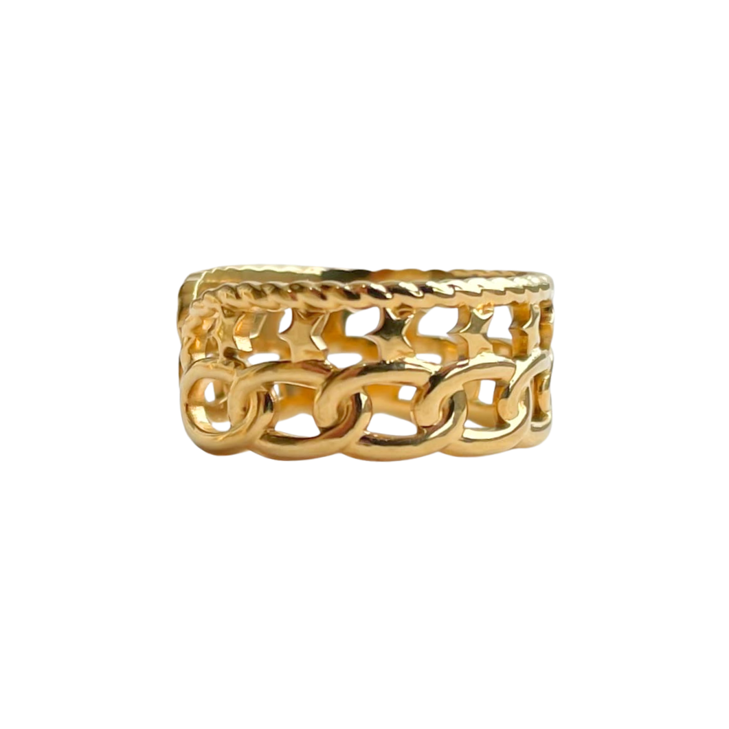 Free Use Linked Rings Inon Linked Stars Adjustable Ring – Clé de Lune
