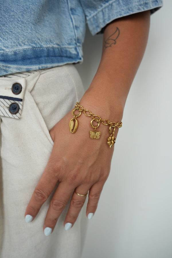Dreamy Bloom Bracelet Set - 3 Charms, 1 Bracelet