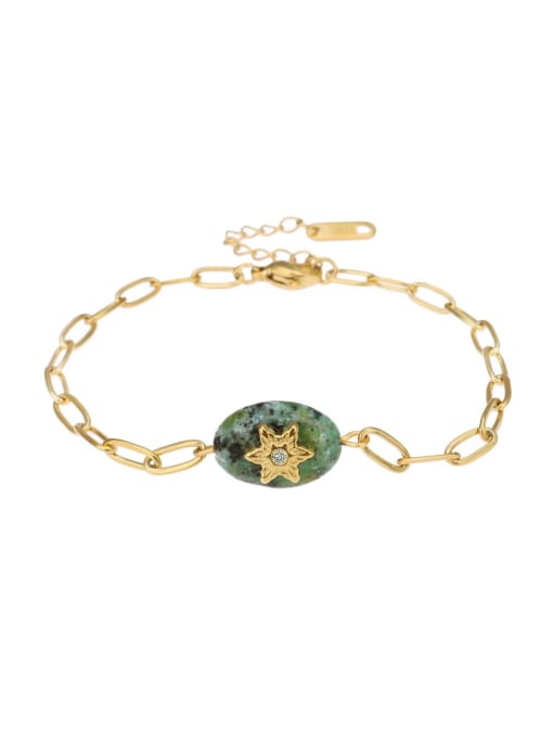 Star Green Agate Semi-Precious Gemstone Star Chain Bracelet