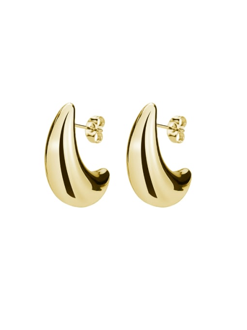 Thick Bold Drop Hoops Gold Plated Earrings Small