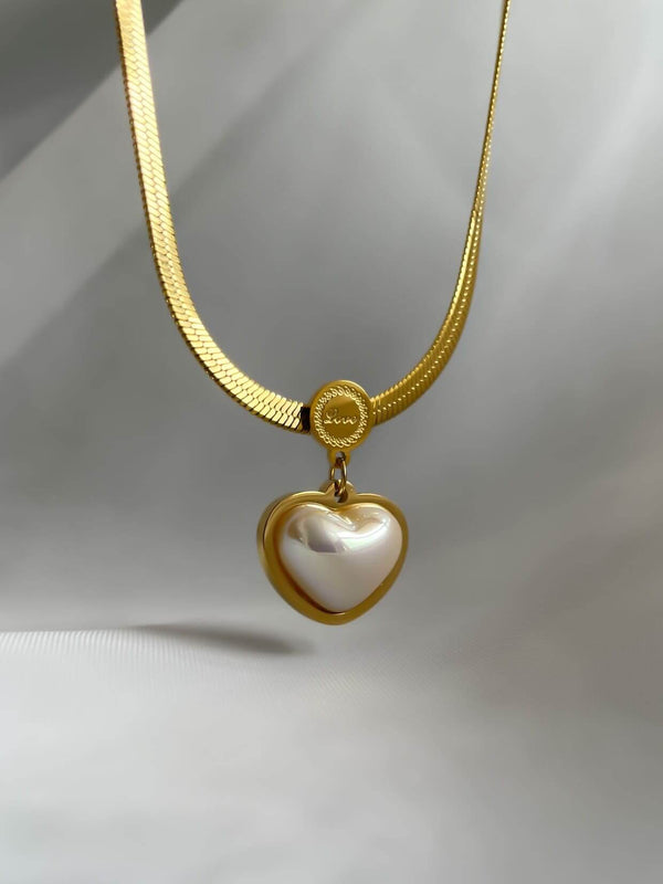 The Barbie Heart Snake Chain with White Heart Pendant