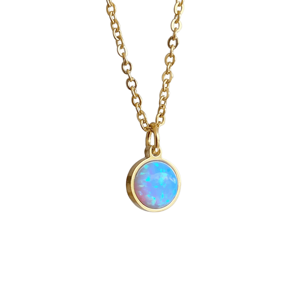 Deep Ocean Minimalistic Blue Opal Semi-Precious Gemstone Necklace