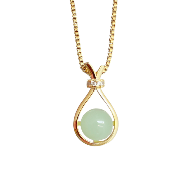 Lucky Bag Jade Natural Semi-Precious Gemstone Pendant Necklace