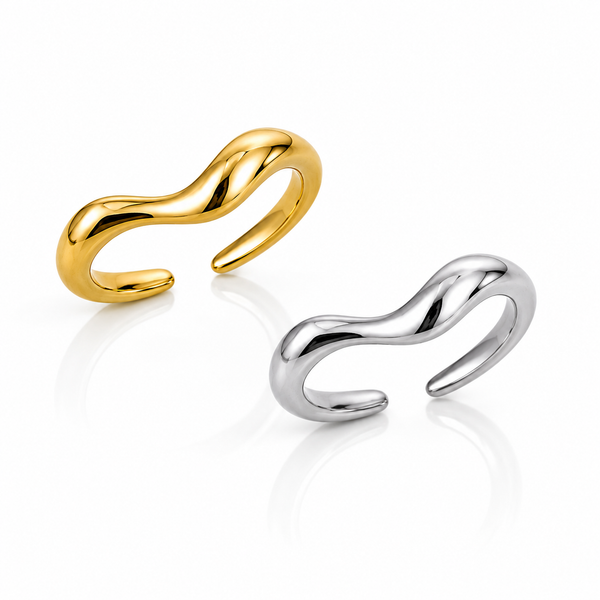 Golden and Silver Wave Ring