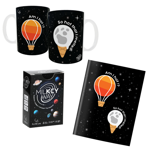 Sun & Moon Illustration Set - 1 Notebook, 1 Mug, 1 Game