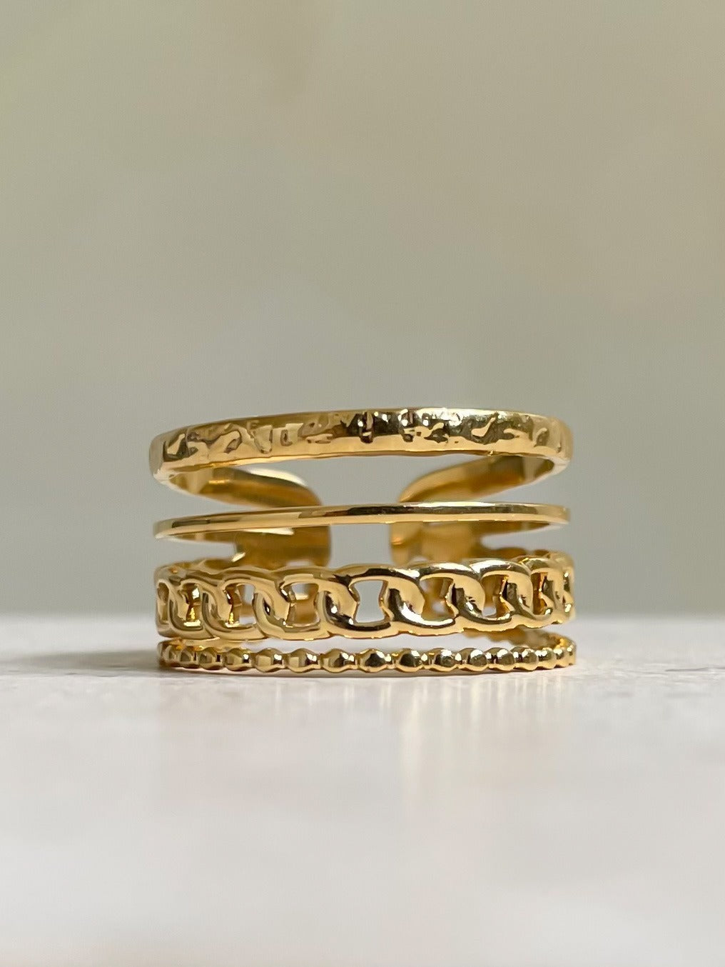 Multilayer Rings Adjustable Multilayer Chain Ring – Clé de Lune